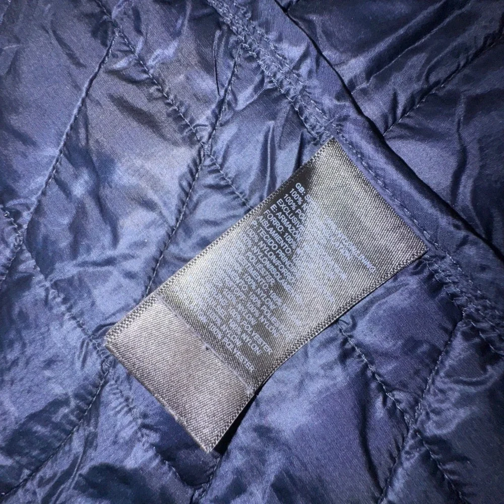 The North Face Thermoball Vest Men's Medium Blue Quilted‎ Jacket White Full Zip